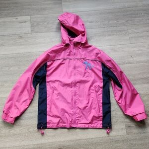 Cheneral Pink Blue Navy Michigan Logo Hooded Windbreaker Jacket Womens Medium